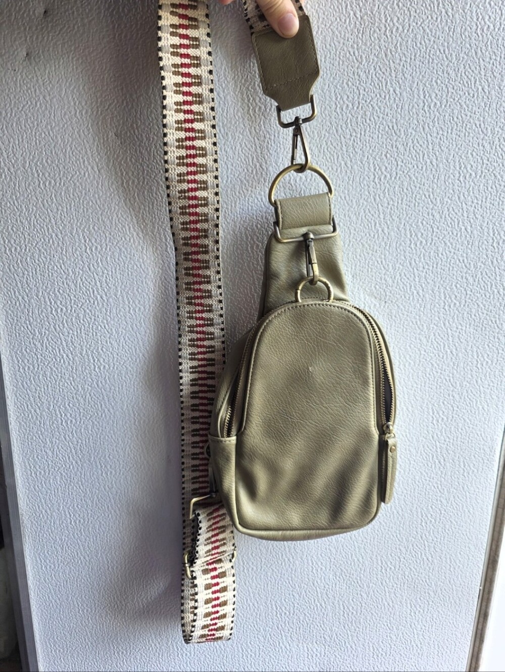 Anthropologue Urban Olive Green Crossbody Sling Bag Boho Guitar Strap Y2K